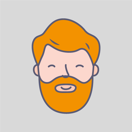 Cartoon of man's face with beard