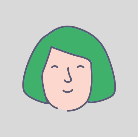 Cartoon drawn Woman's face, green hair